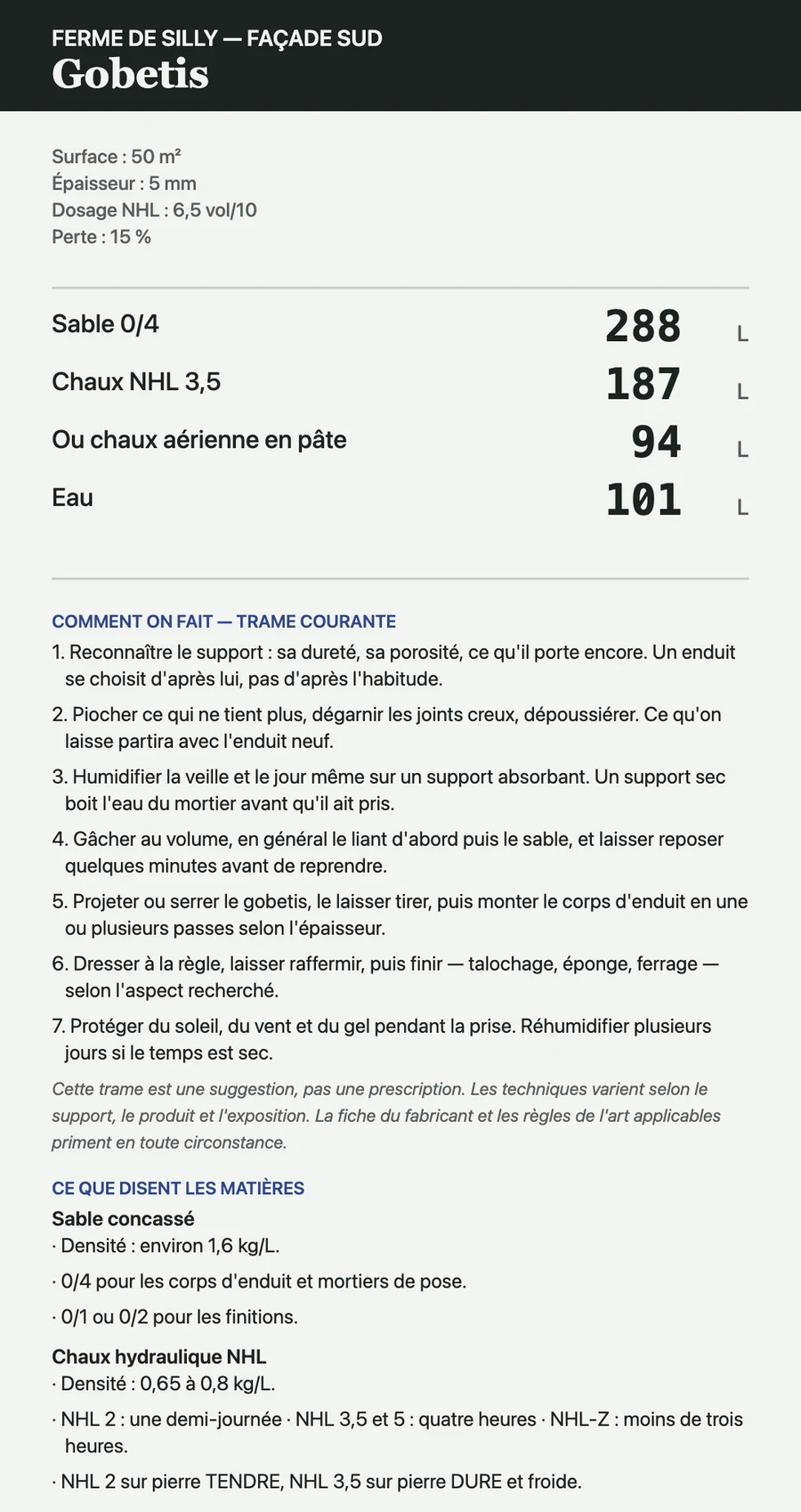 La fiche de pose, à envoyer par WhatsApp